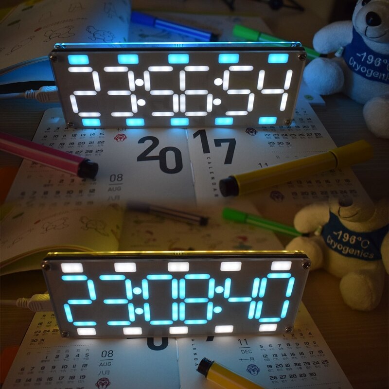 DIY Large Screen 6 Digit Two-Col LED Clock Kit Touch Control w Temp/Date/Week