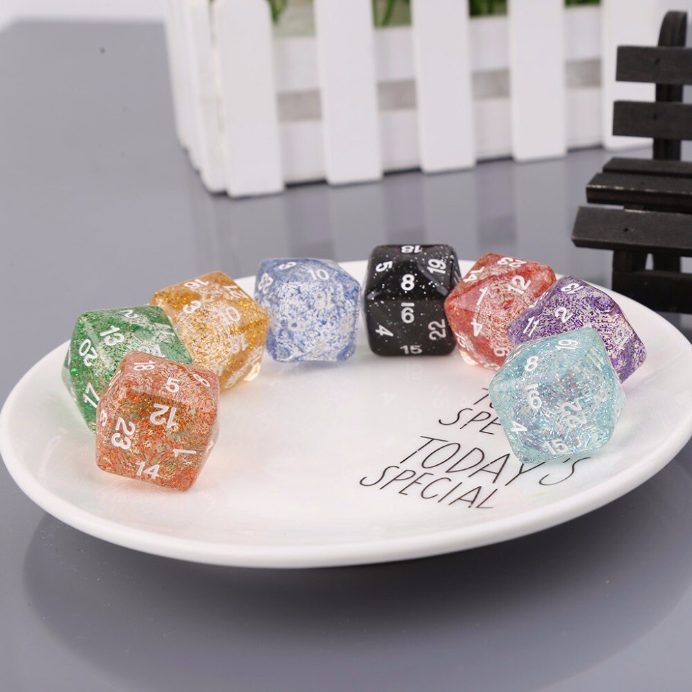 2pcs 24 Sided Transparent Resin Digital Dice Dungeons&Dragon D&D RPG Game Dices