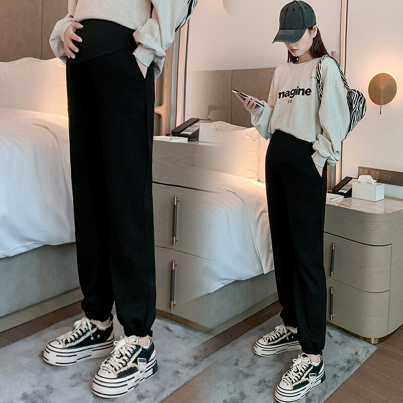 3109# Winter Thick Warm Plus Velvet Maternity Pants Sports Casual Loose Fleece Pants Clothes for Pregnant Women 4XL Pregnancy