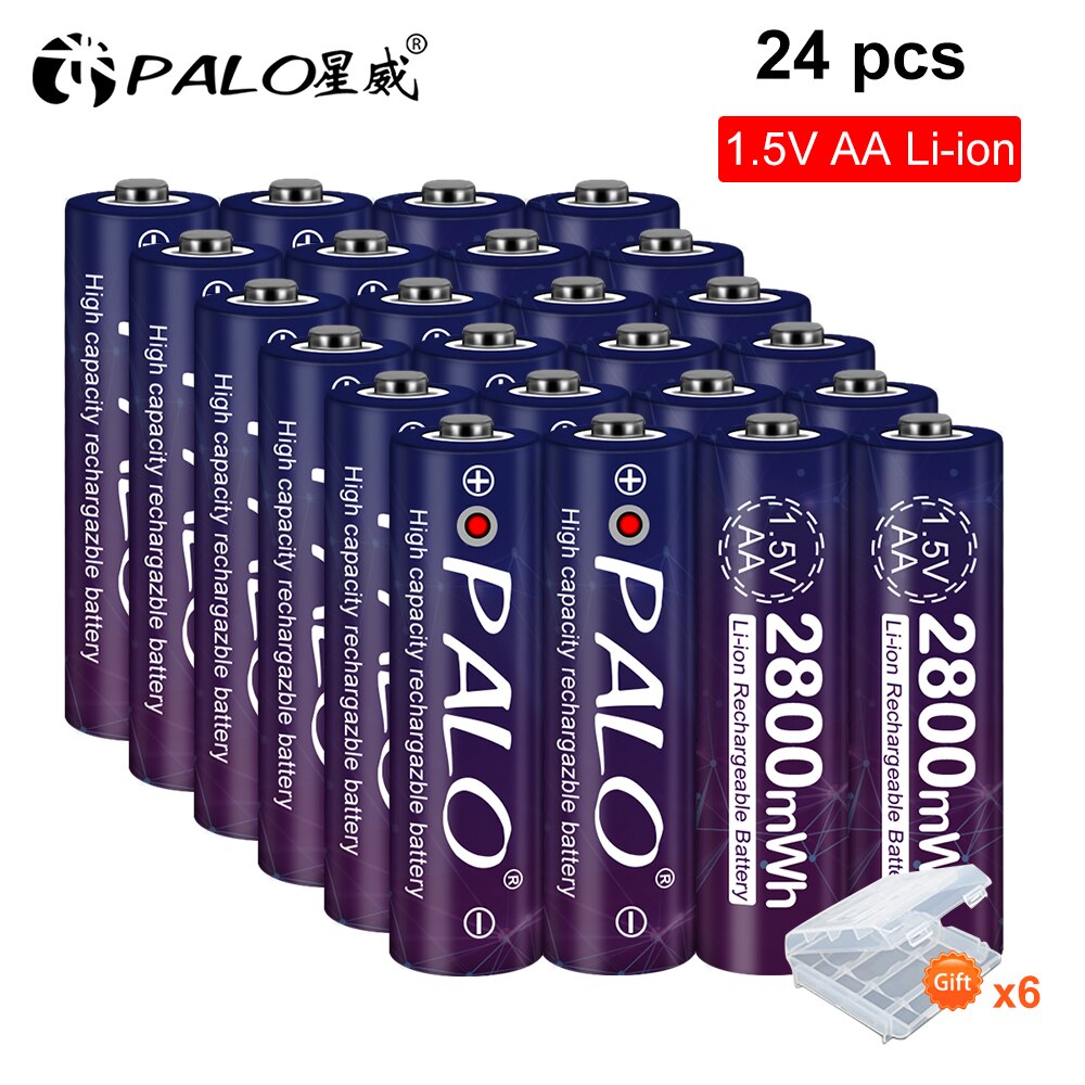 2-24pcs 1.5v AA rechargeable battery 2800mwh 1.5 voltage li-ion lithium ion AA 2A batteries LED display