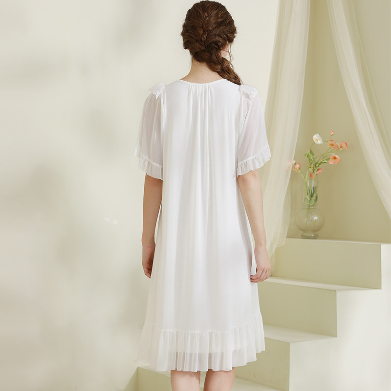 Camisón de princesa Lolita para mujer, ropa de dormir de encaje blanco Kawaii, Estilo Vintage victoriano
