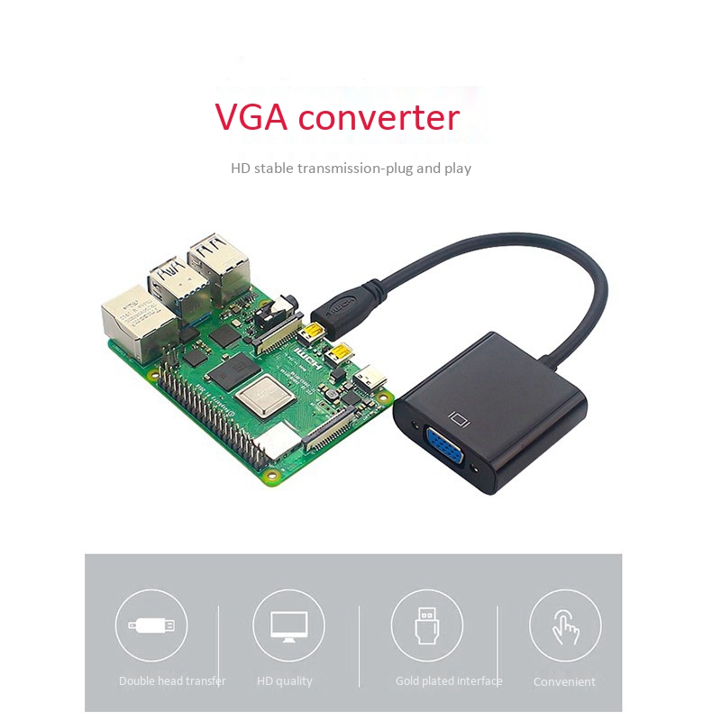 Micro-HDMI to VGA Adapter Cable 1080P Video Converter with Audio Jack USB Power Cable for Camera Raspberry Pi 4