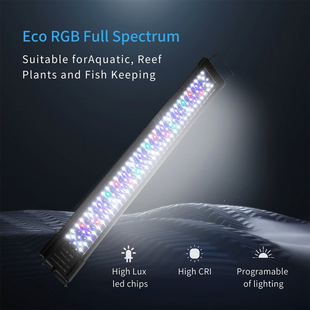 Aquarium Light Hygger Full Spectrum with Aluminum Alloy Shell Extendable Brackets External Controller for Freshwater Fish Tank