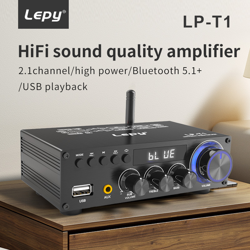 LEPY-T1 30Wx2+60W Amplifier High Power 2.1 Channel Super Bass Subwoofer Bluetooth 5.1 Coaxial USB Remote Control Function