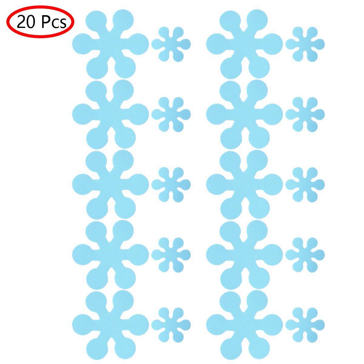 20 bloemvormige badstickers, zelfklevende antislip bad- en douchestickers, antislip badkamer, beschermende veiligheidsbaden, vloeren en treden.: Hemelsblauw