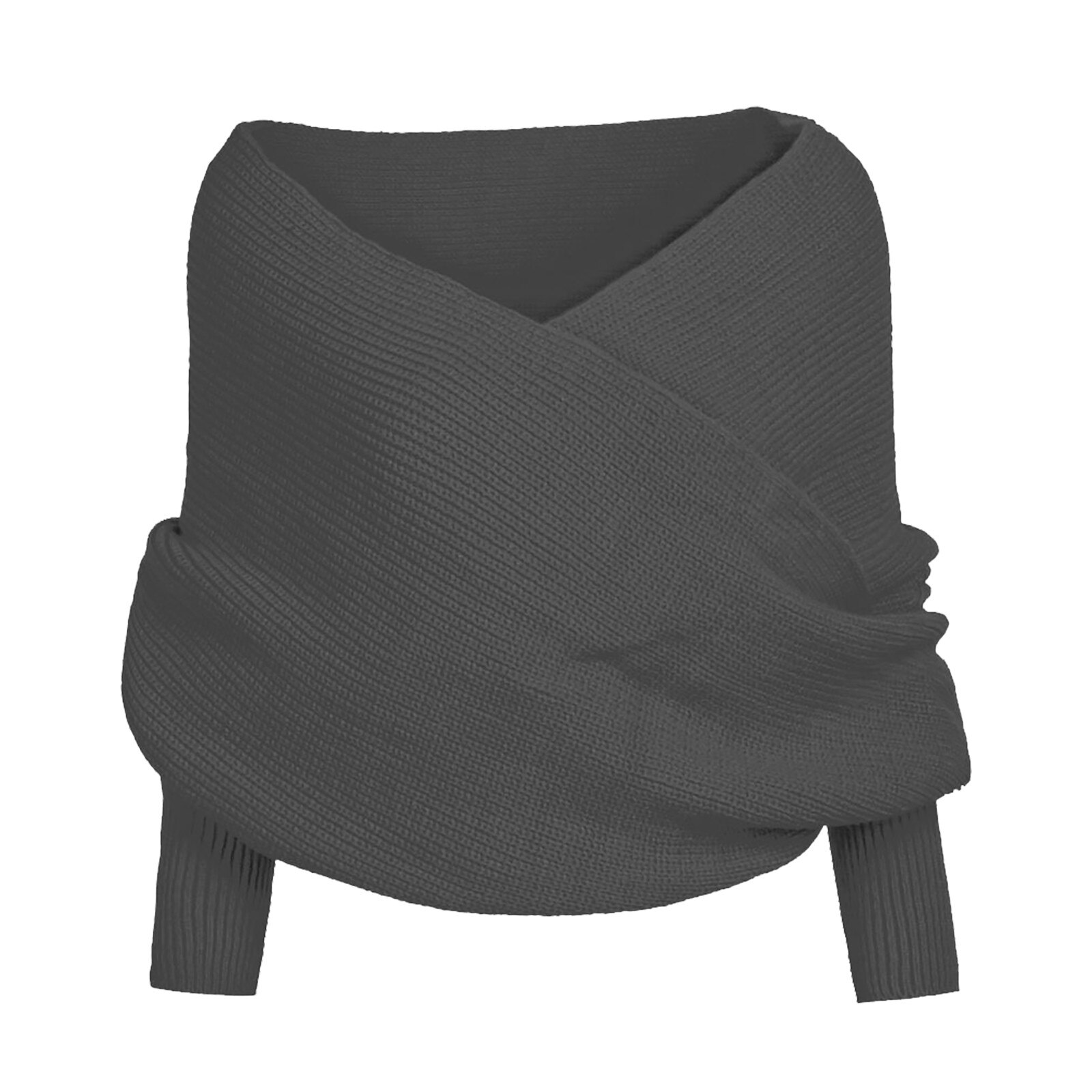 Gebreide Winter Warm Houden Voor Party Vrouwen Effen Sjaal Mouwen Crochet Knit Lange Zachte Wraps Sjaal Femme # T1G: Gray