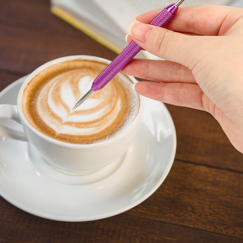1PC Barista Werkzeug Edelstahl Kaffee Schablonen Latte Schaum Spachtel 1PC Coffeeware DIY Kaffee Kunst Nadel