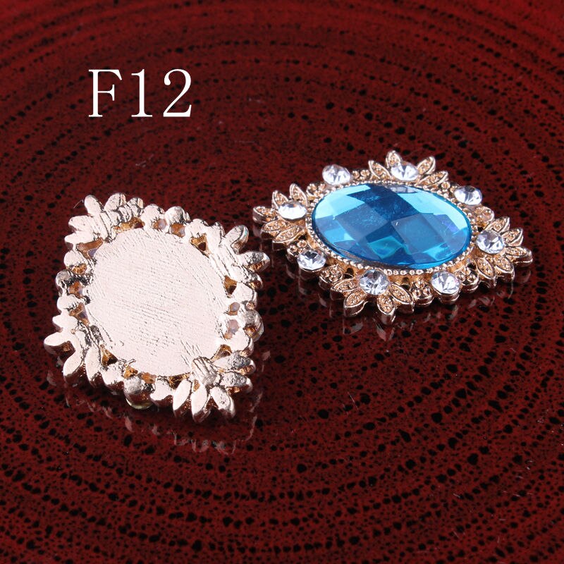 120 stuks/partij 18 kleuren bling paardenoog decoratieve platte kristalknopen voor haaraccessoires metalen strass-knopen voor knutselwerkjes: F12
