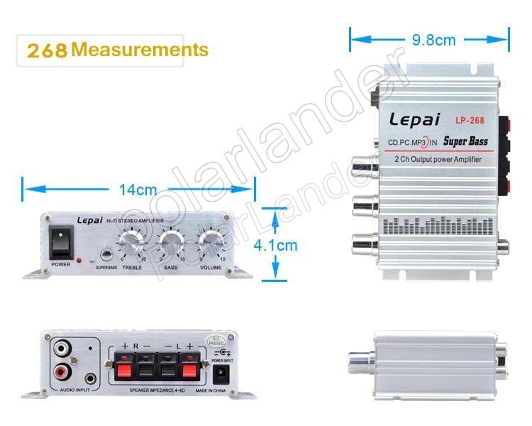 2CH output versterker 20WX2 rms 12 v mini hifi stereo auto eindversterker super bass cd pc mp3 super bass