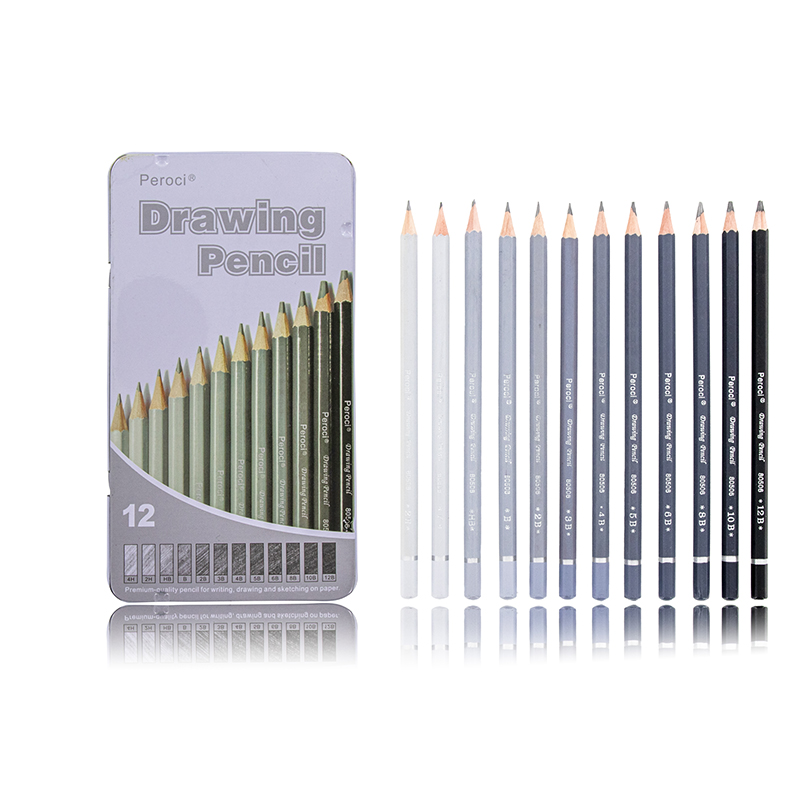Premium 12/14/37pcs Graphite Drawing Pencils Sketch Set Kit 4H-12B Sketch Pencil 16 Sheets Sketch Book Writing Art Supplies: 4H-12B 12pcs pencil