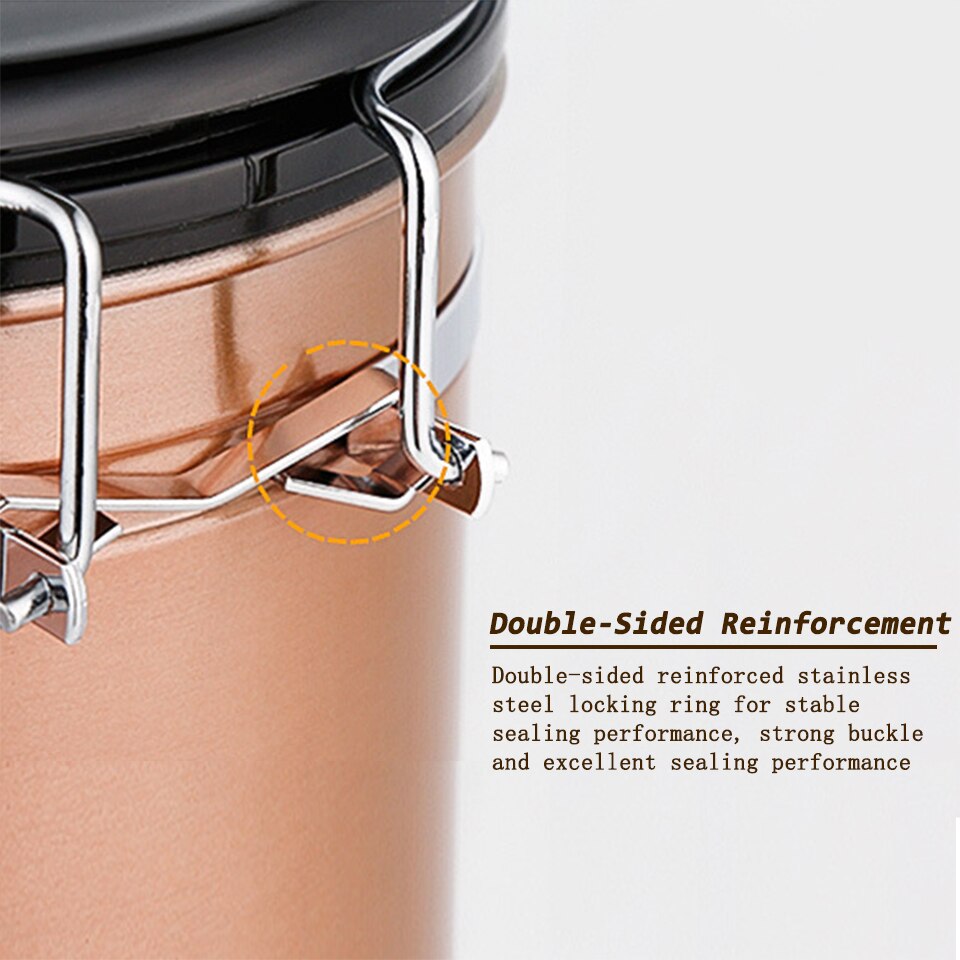 Coffee Storage Container Airtight Stainless Steel Coffee Canister Vault Coffee Bean Container with CO2 Valve to Keep Beans Fresh