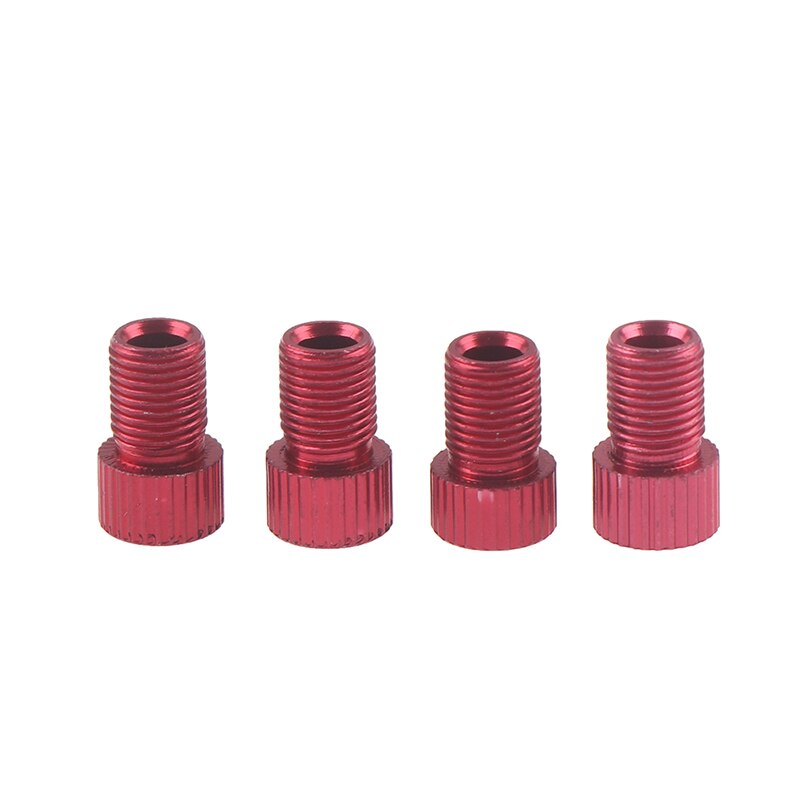 4PCS Aluminum Alloy Bike Valve Adapter Caps Bicycle Air Nozzle Road Adapters Road Racing Bike Inner Tube Tools: 4PCS RED