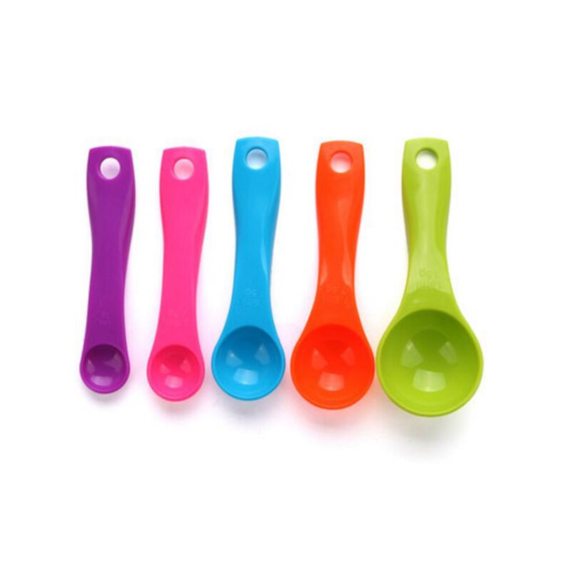 5 pcs/set Measuring Spoons Colorful Plastic (1 / 2.5 / 5 / 7.5/ 15ml) Sugar Cake Baking Spoon Baking Utensil Tools Set Kit