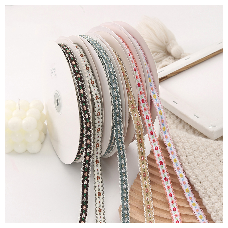 20 Meters Flower Packaging Ribbon Embroidered Lace Fabric Ribbon 1cm Diy Cake Ribbons