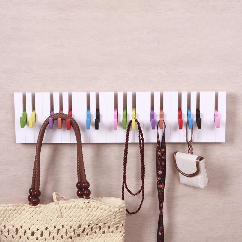 Portemanteau mural en bois, porte-manteau pour clés de Piano, porte-manteau mural, décoration murale, porte-clé, porte-chapeaux, étagère de rangement en bois