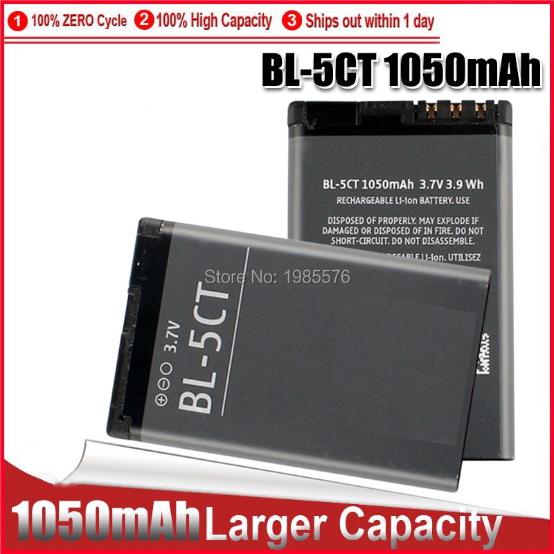 1-5pc 1050mAh Replacement Phone Battery BL-5CT BL5CT Batteries for Nokia 3720 5220 5220XM 6730 6330 6303i C5-02 BL 5CT