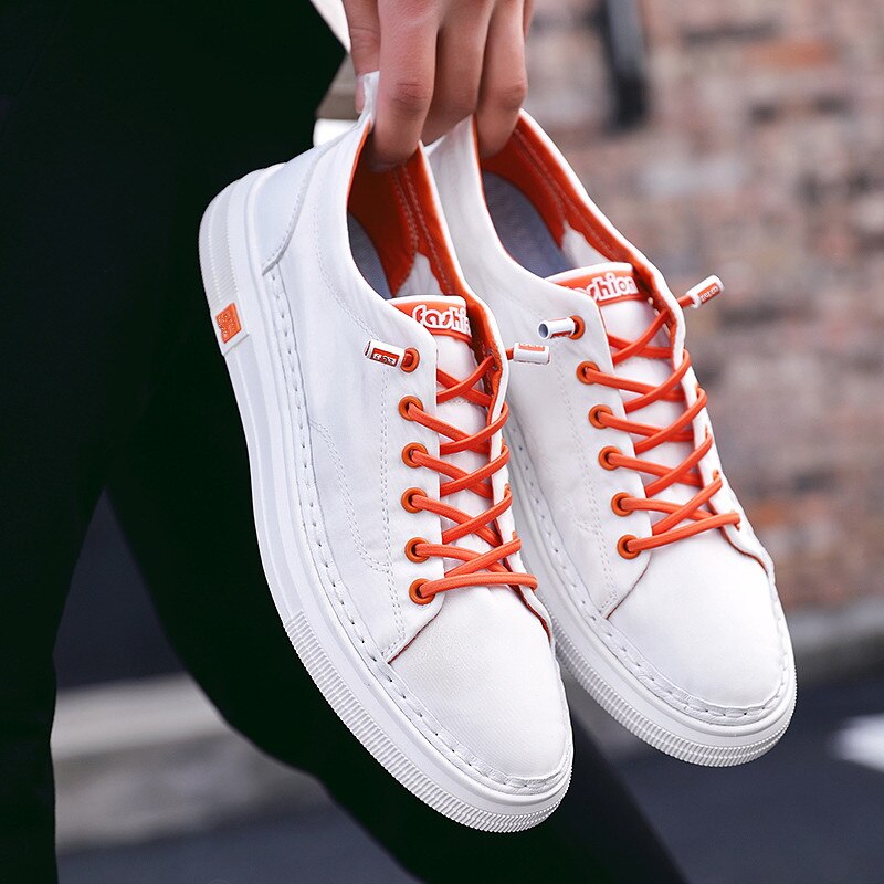 Men Casual Shoes White Leather Canvas Shoes Men Breathable Shoes Sneakers Loafers Men's Moccasins Chaussure Homme *