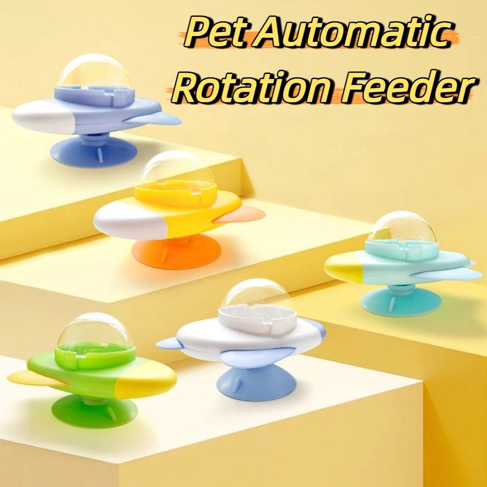 Pet Automatische Rotatie Feeder Antislipbasis Verstelbaar gat Cat Treat Dispenser Transparant venster Multifunctioneel