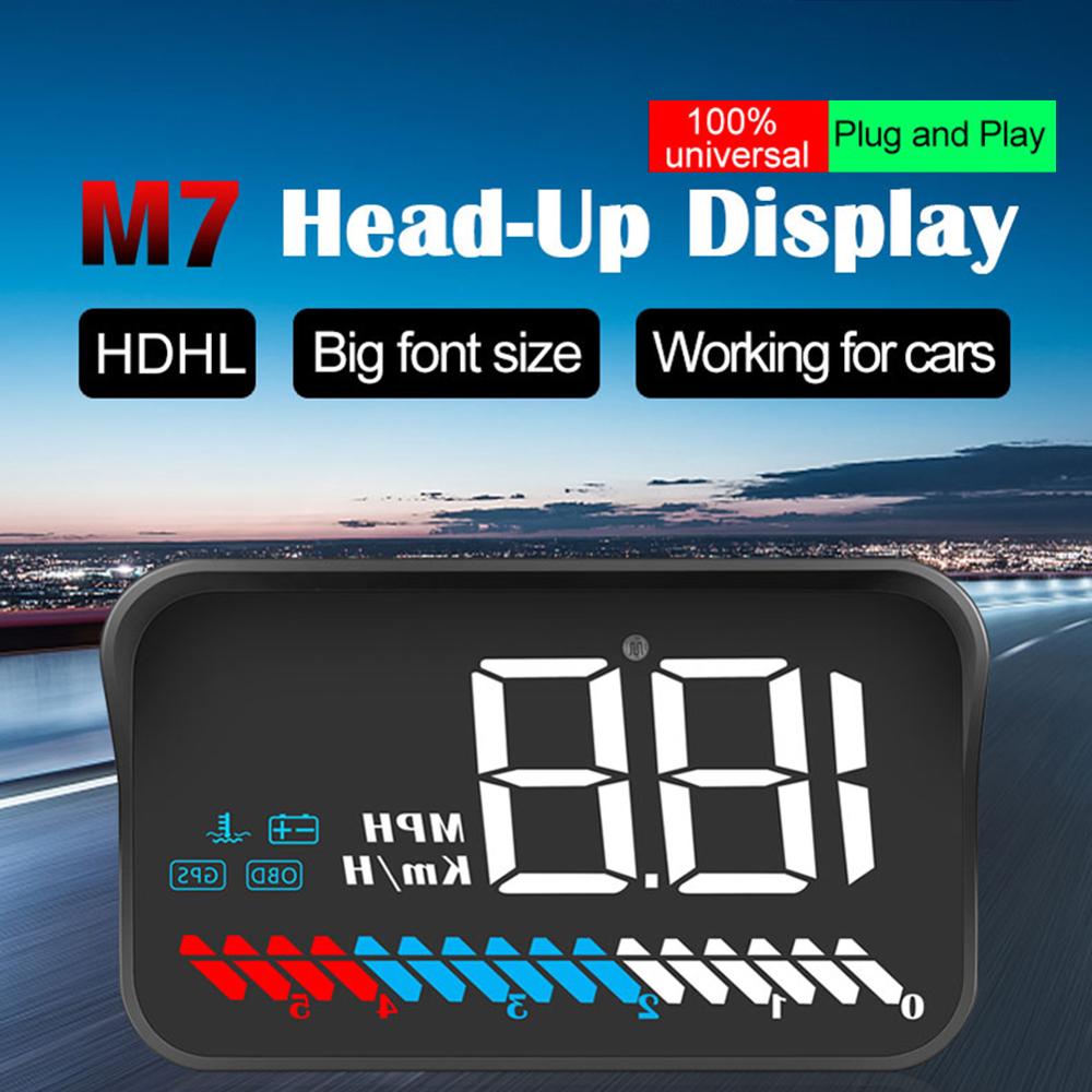 Car Universal Dual System HUD Head Up Display OBD II/GPS Interface Vehicle Speed MPH KM/h Engine RPM OverSpeed Warning Mileage