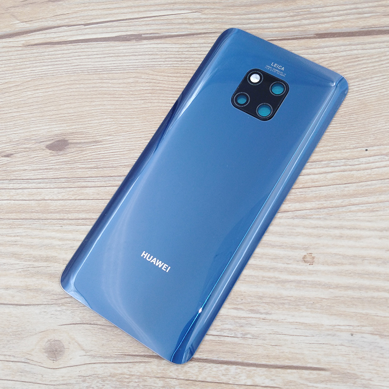Huawei Mate 20 Pro Cover posteriore in vetro custodia porta posteriore custodia batteria parti di riparazione di ricambio per Mate20 Pro con obiettivo fotocamera + Logo: Blue