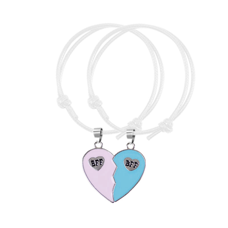 Pulsera trenzada bohemia para mujer, colgante sencillo a la con costuras en forma de corazón, colgante BFF para mejor amigo, de joyería de amistad 2023: Marrón rojizo