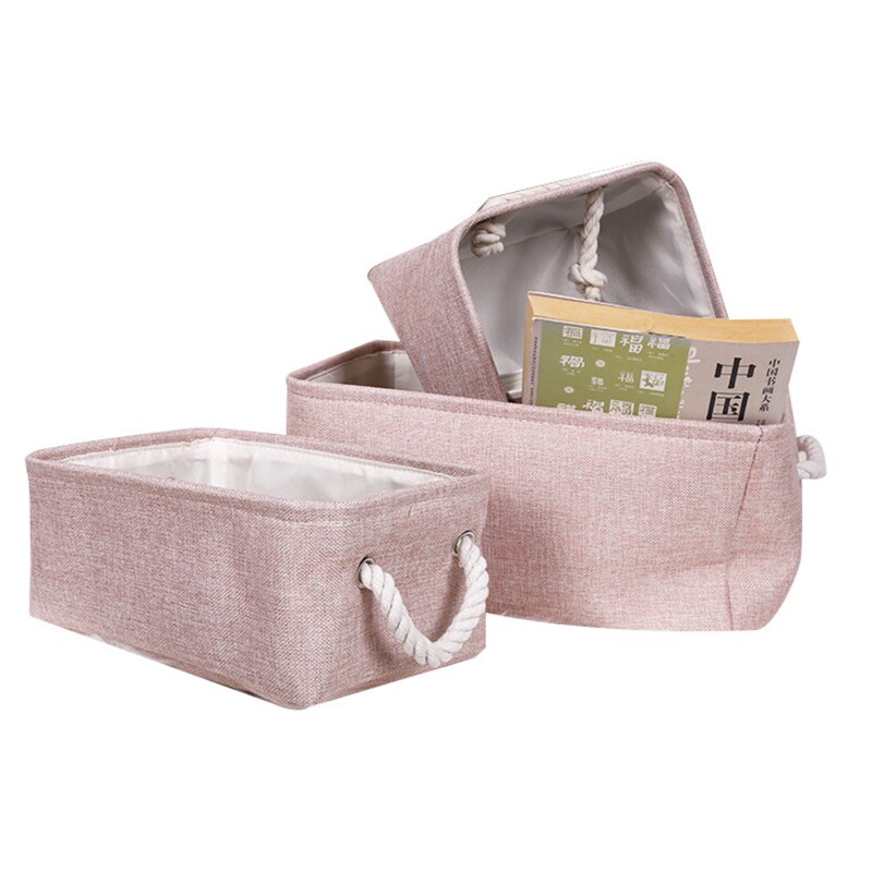 S/M/L Opslag Mand Linnen Home Storage Mand Katoen Touw Handvat Opbergdoos Stof Mand Thuis kantoor Kast Rack: A 1PC / L