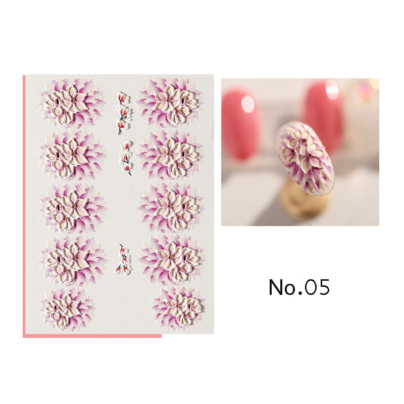 1pc 3d acryl gegraveerde bloemen nagel sticker reliëf wit zwart kant bloem water decals empaistic nagel water slide decalsz 0108