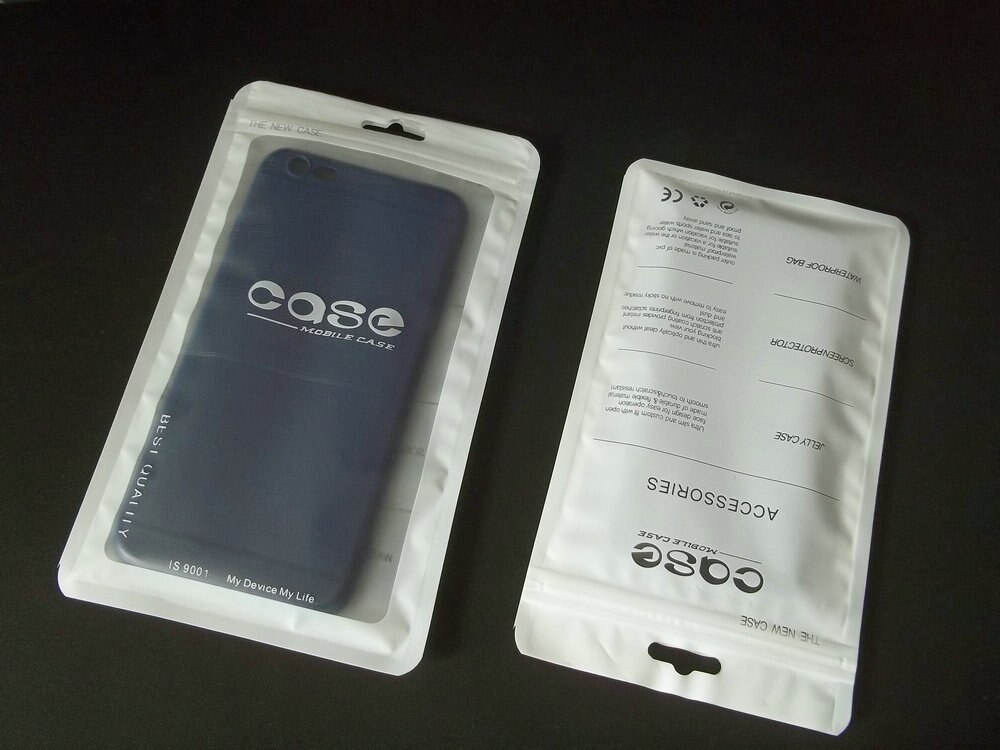 100pcs White/ Clear Plastic Zipper Retail Package Pouch Reusable Zip Lock Hang Hole Packaging Bag for Mobile Phone Case