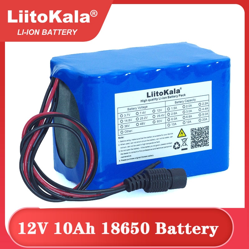 LiitoKala 100% Protection Large capacity 12 V 10Ah 18650 lithium Rechargeable battery pack 12v 10000 mAh capacity with BMS