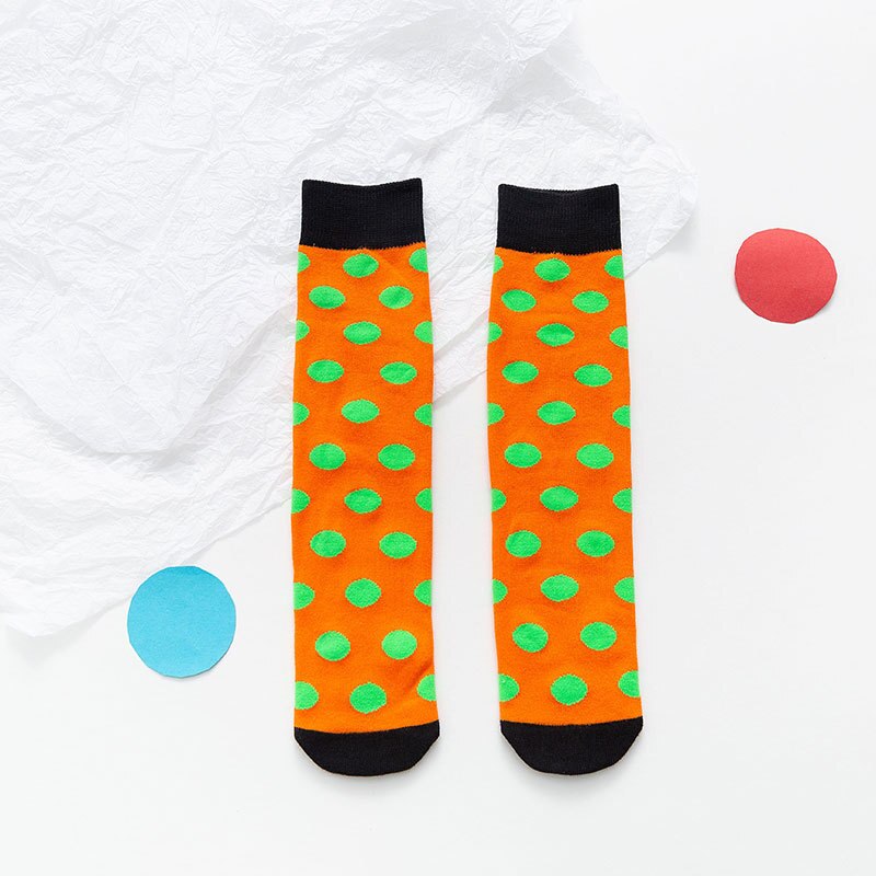 Dziecko dzieci kolana wysokie modne skarpetki z nadrukiem dziewczyny dzieci skarpetki na wiosnę jesień dziecko maluchy chłopiec dziewczyna długie skarpetki kropki 2-12Y: Pomarańczowy