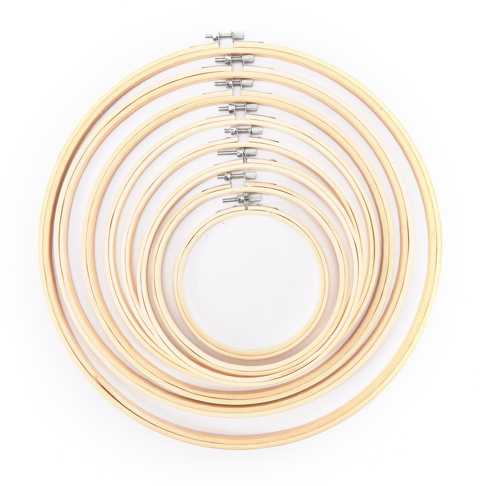 Bambus træ broderi ring ringe broderi hoop ramme sæt til gør-det-selv-korssting nåle håndværksværktøj dia 8cm-40cm