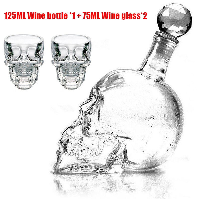 1000Ml High-End Creatieve Schedel Glas Whisky Wodka Wijn Kristallen Fles Geesten Kopjes Transparant Wijn Drinkbekers Bar thuis: 125ML bottle set A