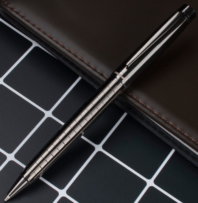 de luxe 856 gris platine croix ligne couleur étudiant école fournitures de bureau moyenne plume stylos à bille: Q
