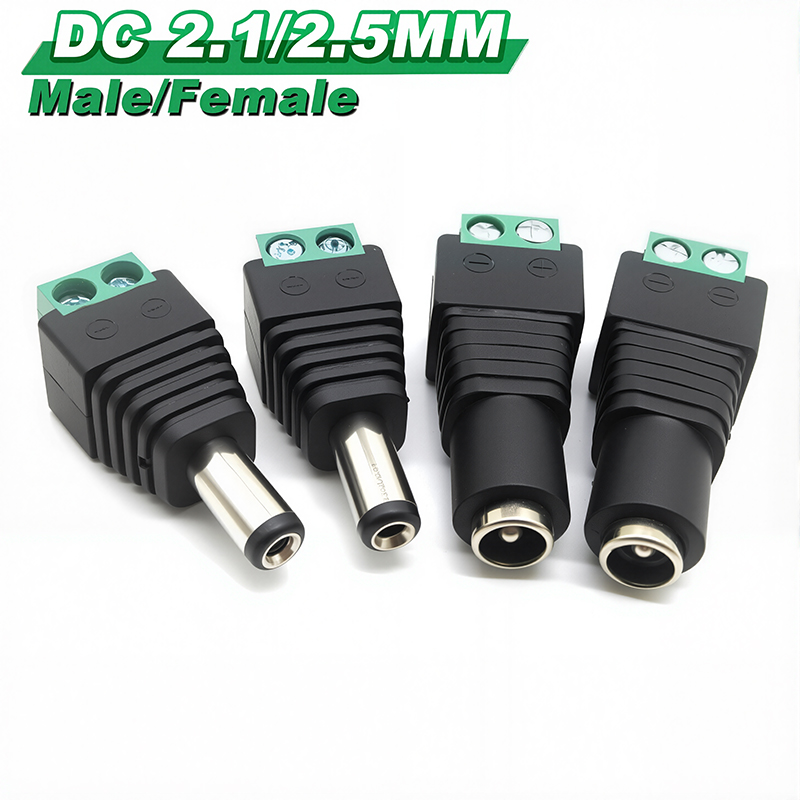 4 Uds 12V DC conector de alimentación Jack macho hembra enchufe barril 2,1mm * 5,5mm adaptador de enchufe CC 2,5mm