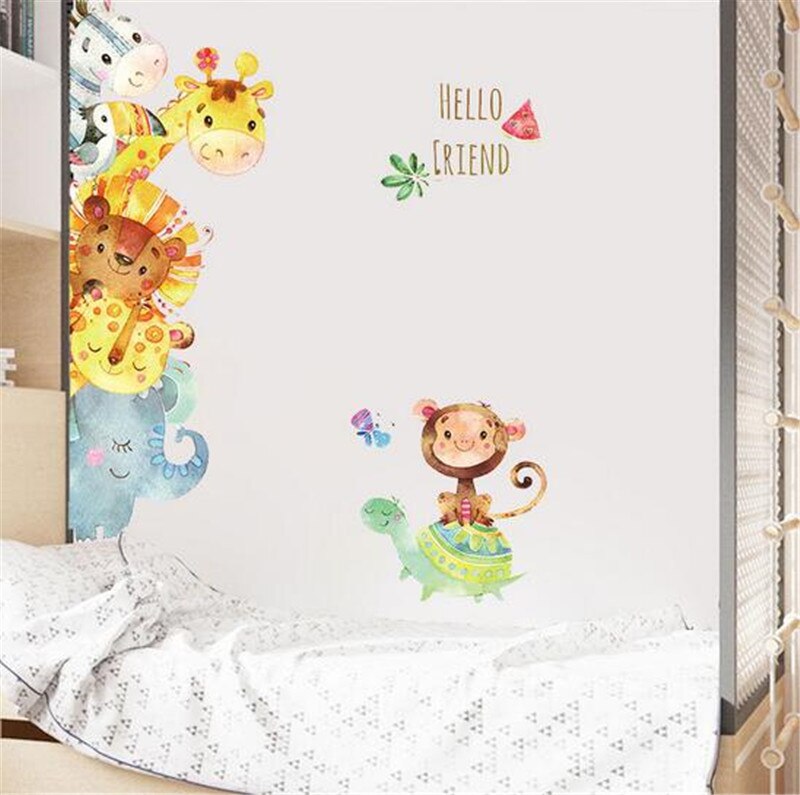 Cartoon Dieren Muurstickers Welkom Kinderen Mural Decals Voor Kinderen Kamers Baby Slaapkamer Garderobe Deur Decoratie