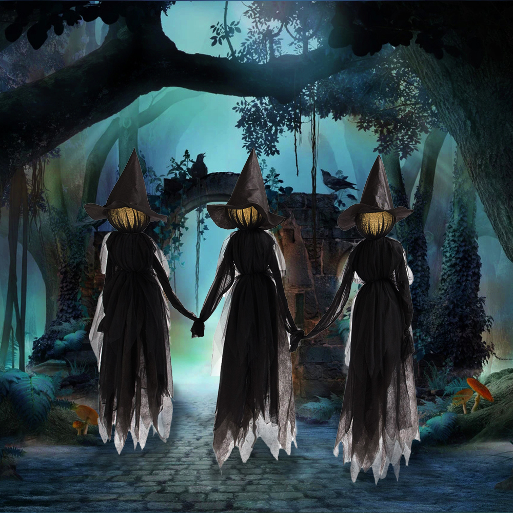 Witch Lights Garden Statue Easter Spring Decoration Halloween Metal Branch Witch Garden Decoration Sign Home Lawn Yard Decor