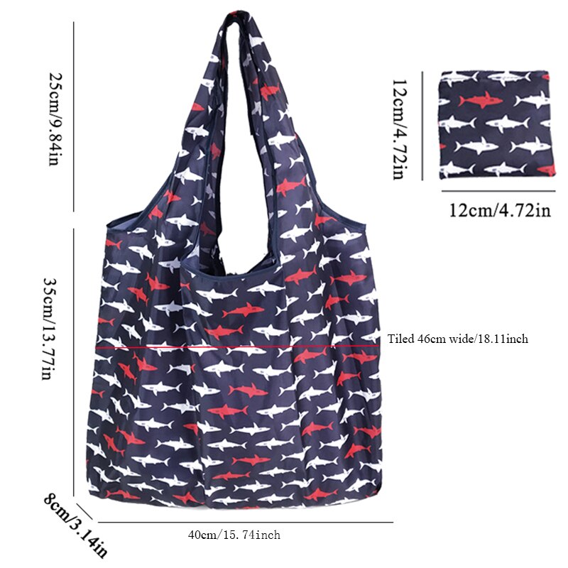 Foldable Reusable Shopping Bag Print Environmental Shoulder Tote Eco Shopping Bag Portable Folding Shopping Bag Handbag