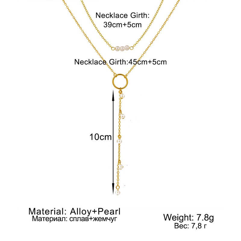 Multilayered Pearl Pendant Choker Necklace for Women Boho Sweater Chain Jewelry Female Accessories AM6058