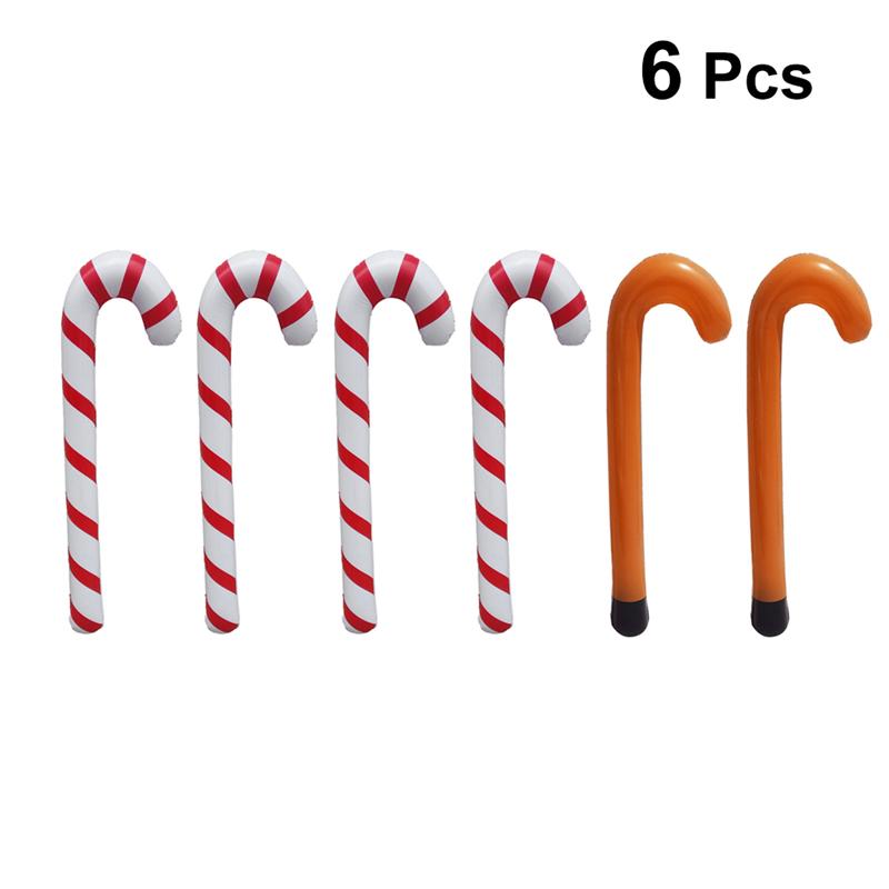 Kerst Inflatie Wandelstokken Streep Patroon 87Cm Xmas Party Supplies Kerst Krukken Voor Festival Opblaasbare Speelgoed: 6Pcs