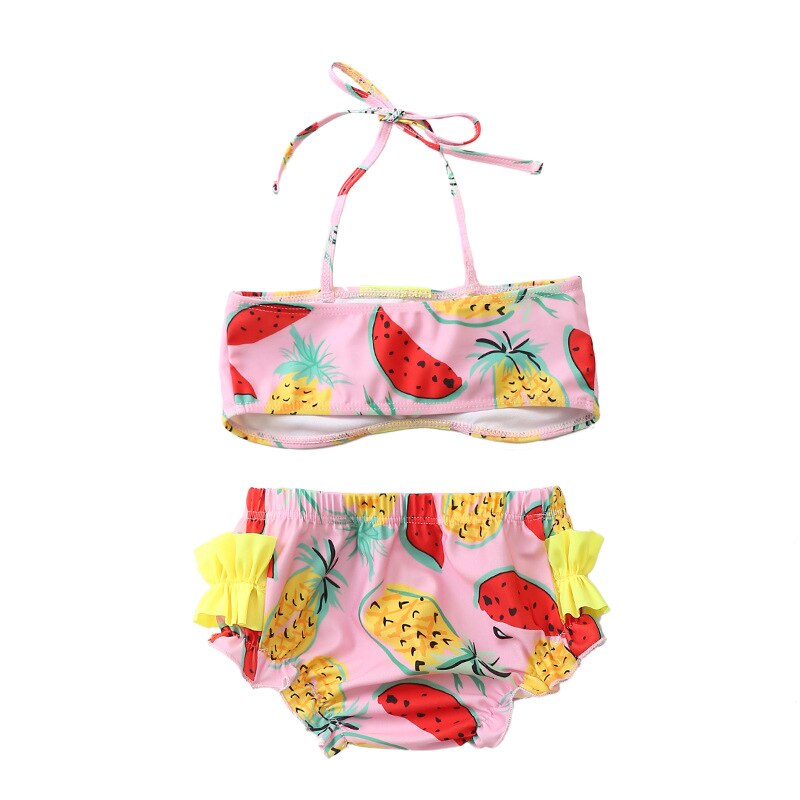 Søde tropiske frugter trykt baby piger bikini sæt to stykke badetøj i 0-6 år børn halter beaudea toddler badedragt