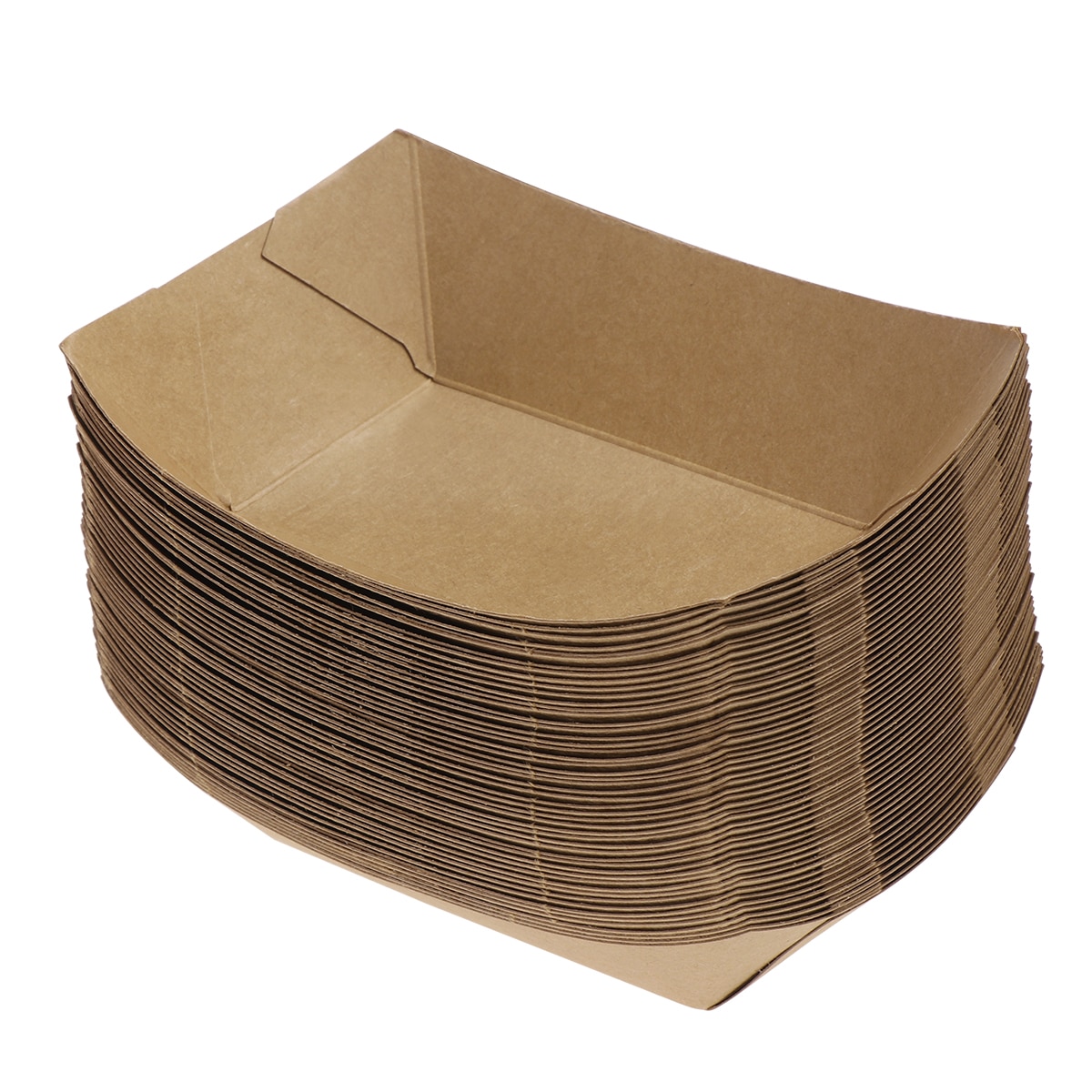 50pcs Ship Shape Restaurant Take Out Box Containers Easy Fold Box Kraft Paper Box Lunch Salad Carton Party Supplies Package Food