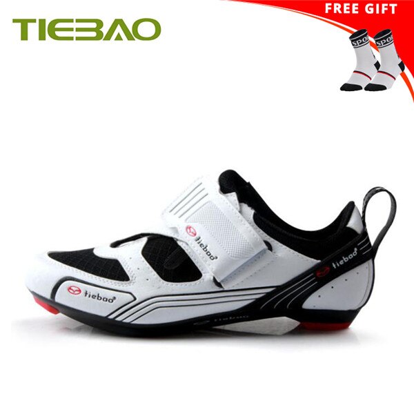 Tiebao Road Cycling Shoes Men Women Sapatilha Ciclismo Triathlon Shoes Self-locking Breathable Chaussure Cyclisme Route: Socks with 1691 W / 10