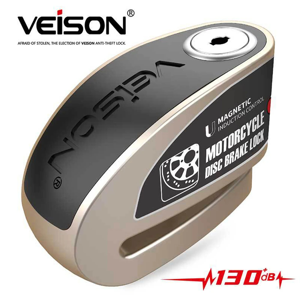 Veison motorrad Anti scheiben brems schloss wasserdichtes motorrad Rolle schloss 130db Alarm diebstahls icherung mehrfarbig: dunkel Grau