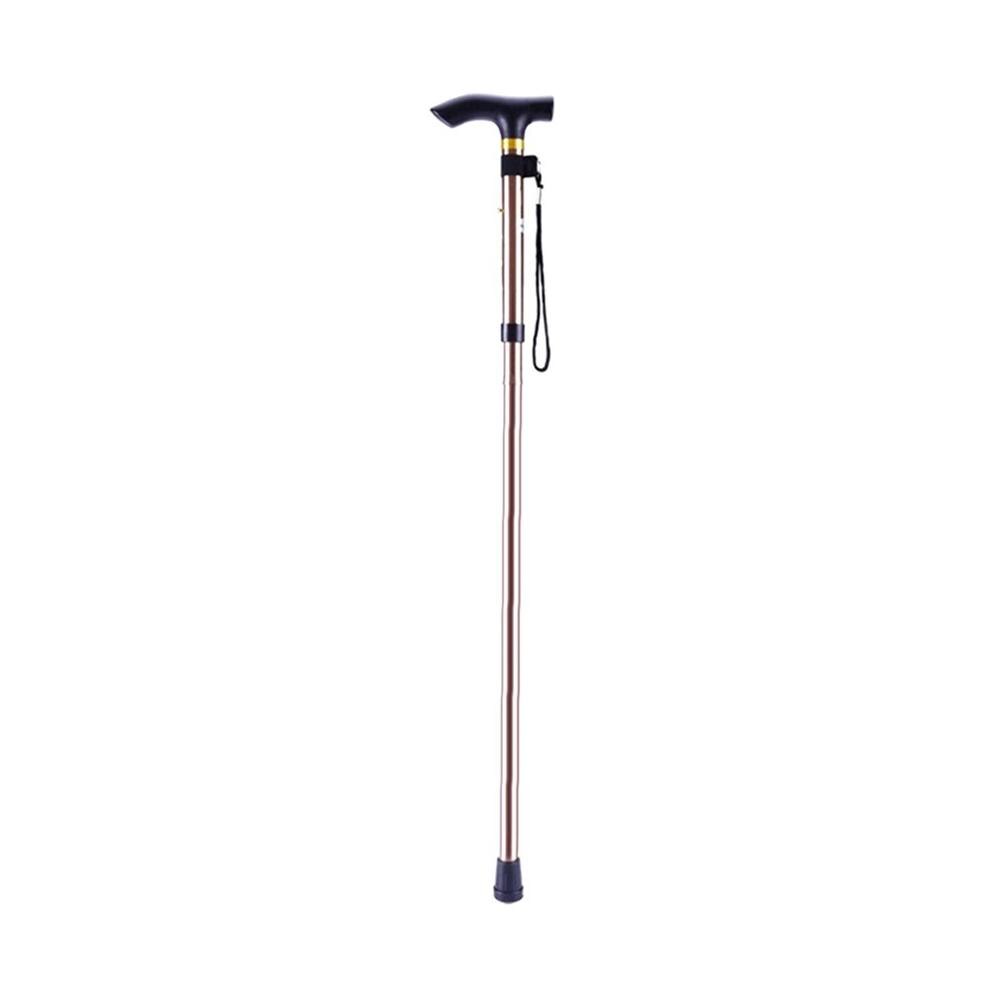 Aluminum Metal Four Sections Walking Stick Easy Adjustable Foldable Collapsible Travel Cane Camping Trekking Stick: Brown