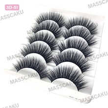 Masscaku 5 par mink fransar faux ögonfransar mink lösögonfransar dramatisk volym fransar fransförlängning makeup kit cilios