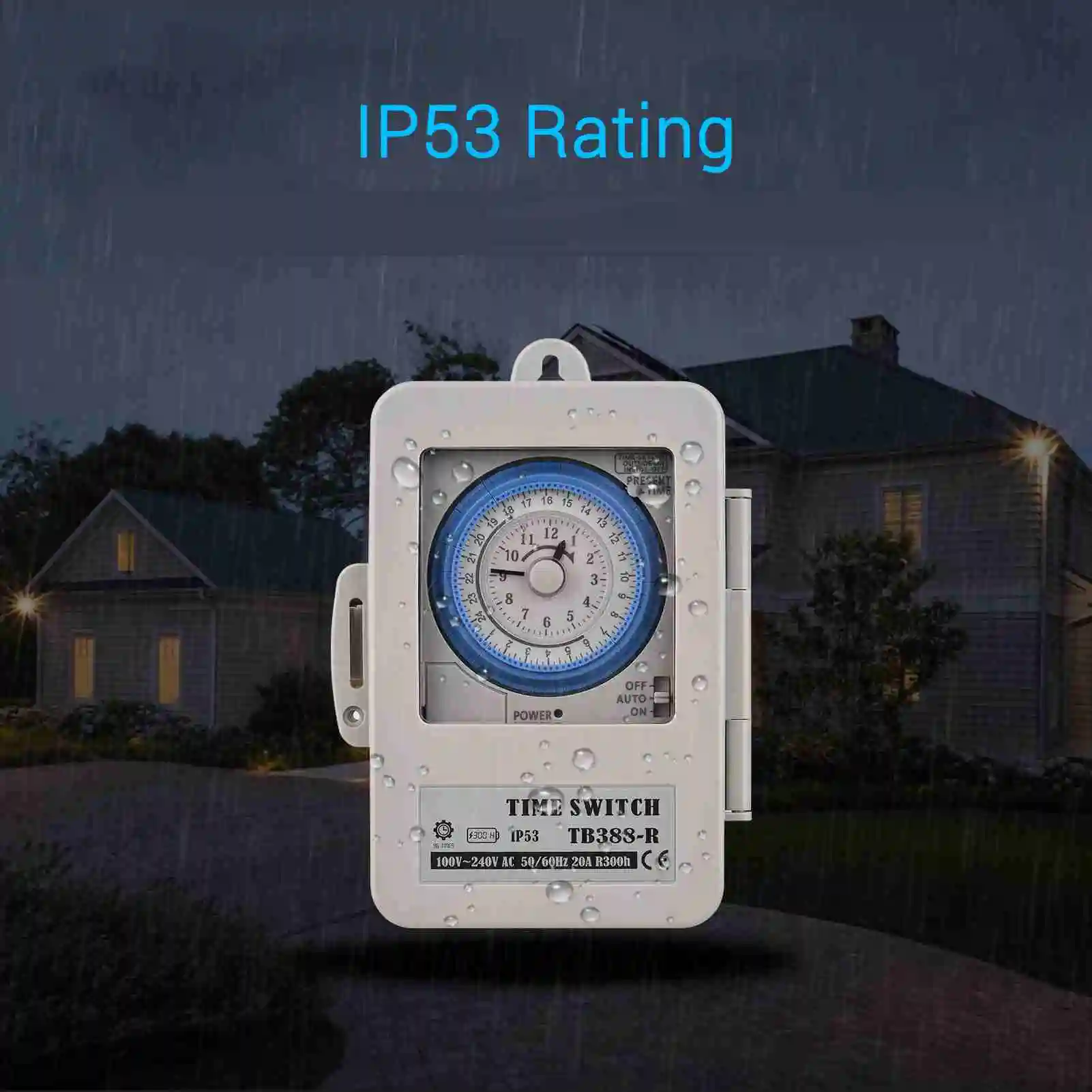 Mechanical 24 Hours Timer Switch IP53 Programmable Electrical Timer Switch Box AC 100-240V 15 Minutes Interval 96 Times ON/ OFF