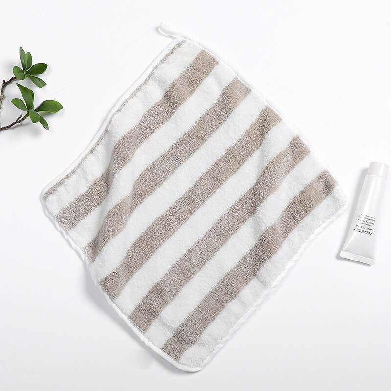 Doux Petite Serviette Serviette visage En Microfibre Tissu Bébé Pendaison Serviette Serviette De Bain Pour Salle De Bain Cuisine Serviette Sèche Rapide: Brown Stripes Towel