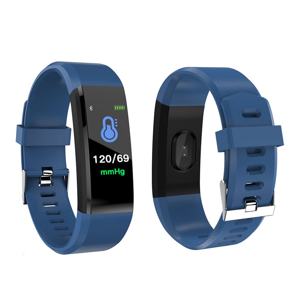Fitness Tracker Sport Smart Uhr Mit Blutdruck Herz Rate Armband Bildschirm Smart Elektronik Armband Uhr: Blau