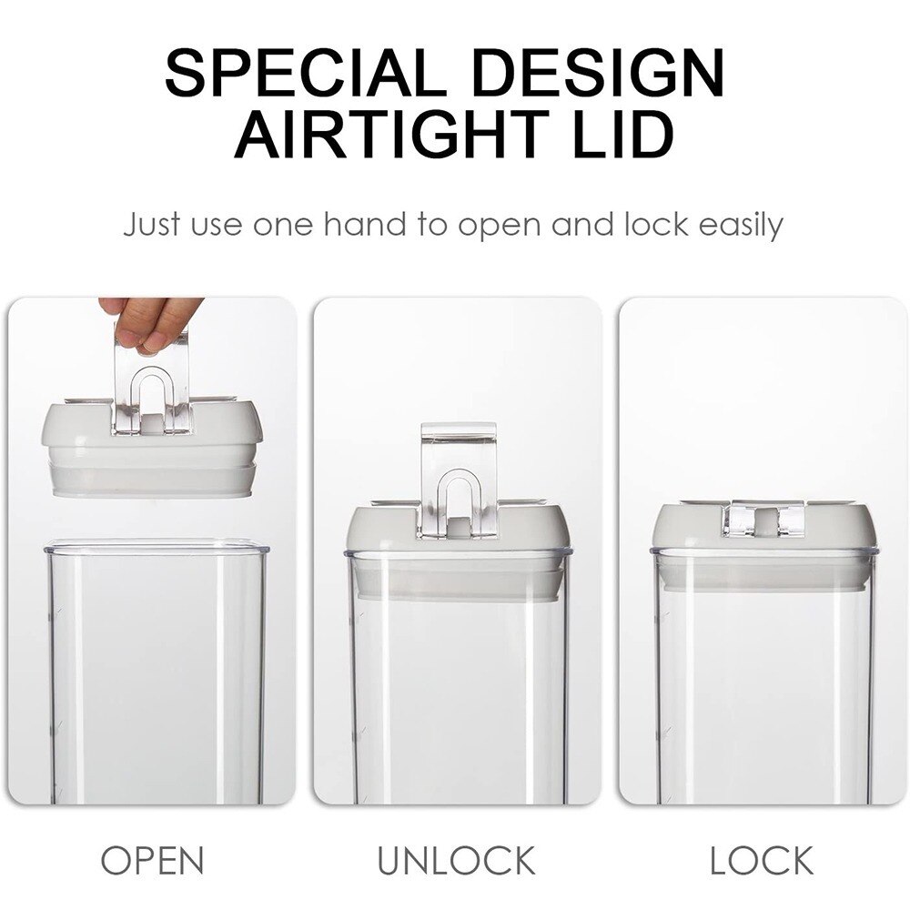 1PCS Airtight Cereals Storage Containers with Lid-Plastic Transparent Sealed Kitchen Vacuum Box Bulk Food Refrigerator Organizer