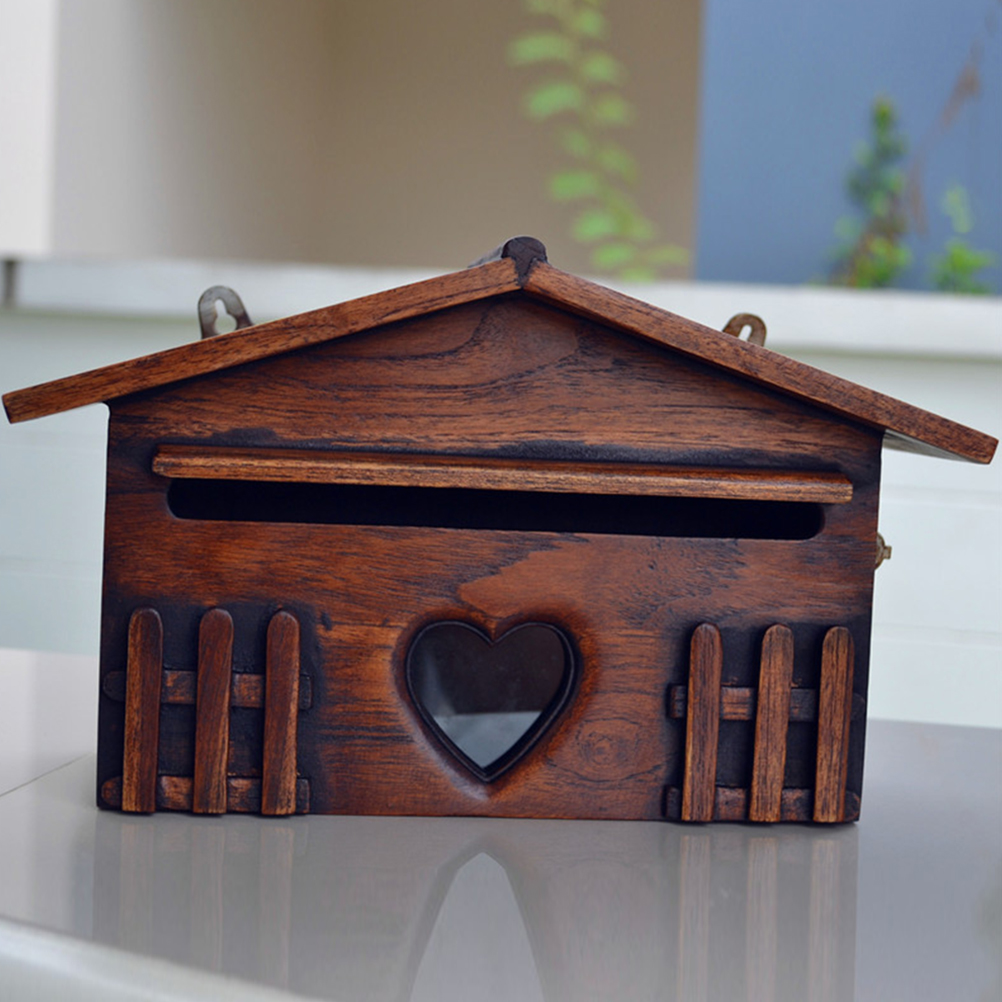 1 buzón de madera, buzón de correo exterior, caja de sugerencias a prueba de lluvia, caja de letra original para la empresa doméstica, 10x31x18,5 cm